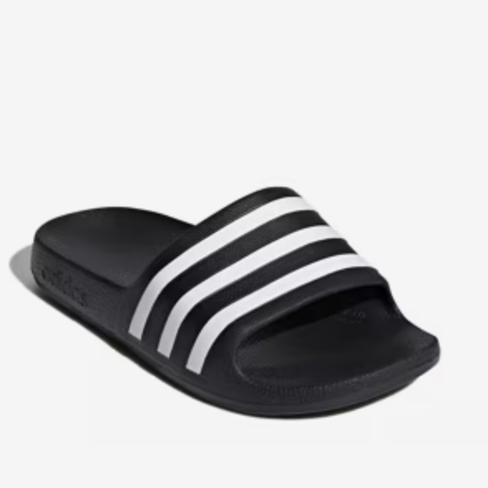 Adidas Black Slides with White Stripes for kids - size 3